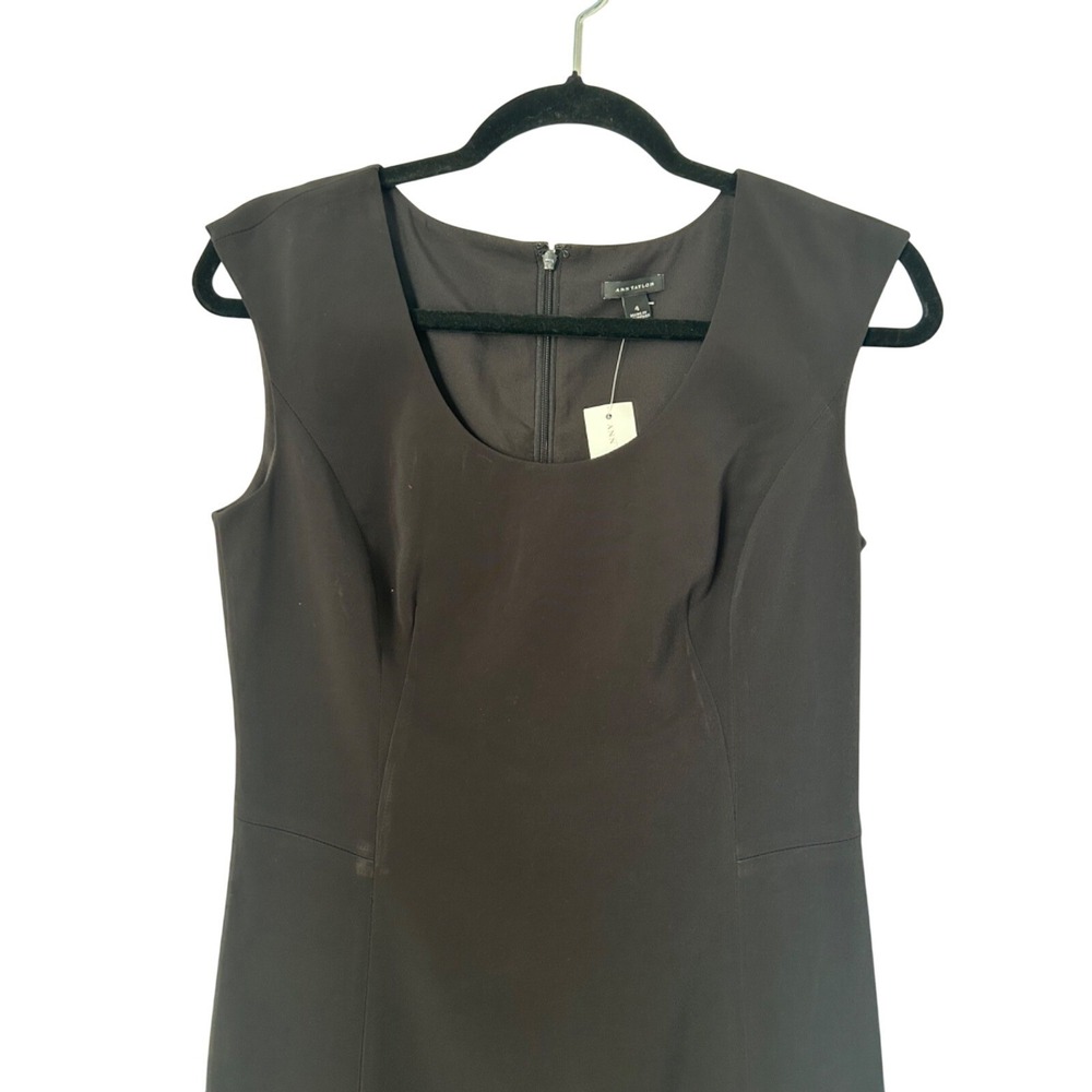 Ann Taylor Sheath Dress Womens SZ 4 Black Sleeveless Professional Career Office - Picture 2 of 12